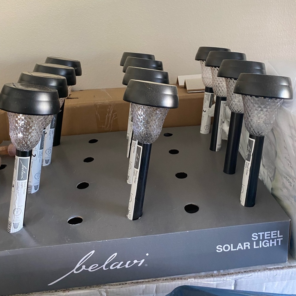 Set of 12 steel solar LED lights